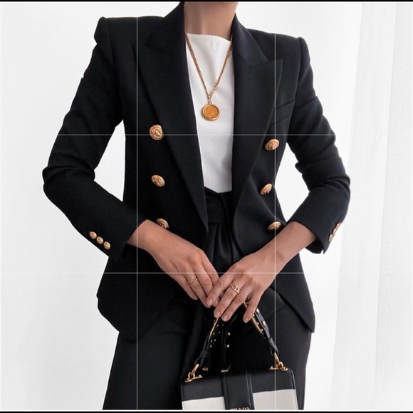 Zara Jackets & Coats Zara Double Breasted Blazer W Gold Buttons Black Poshmark